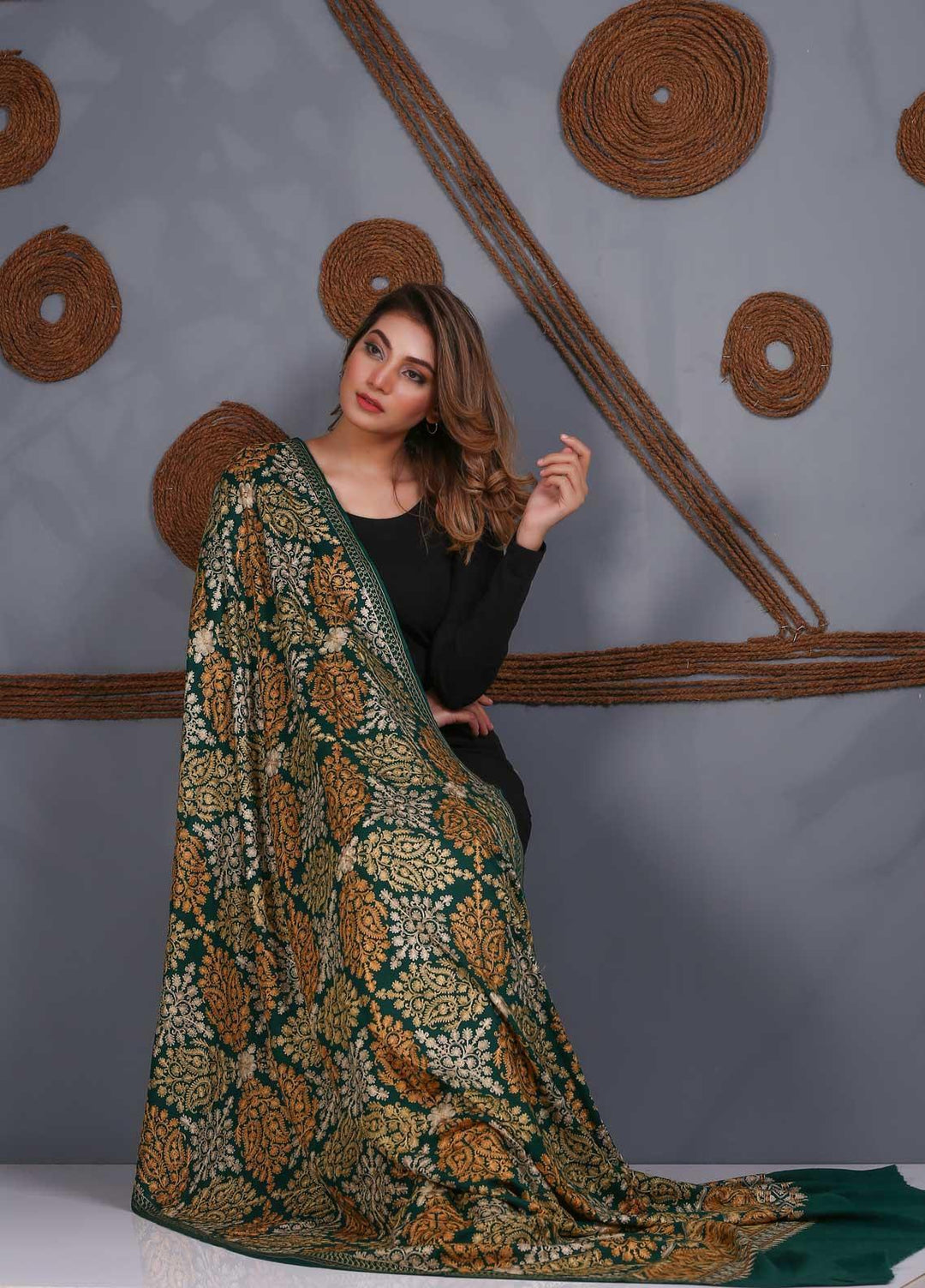 Sanaulla Exclusive Range Embroidered Pashmina  Shawl SU20P 323887 - Pashmina Shawls