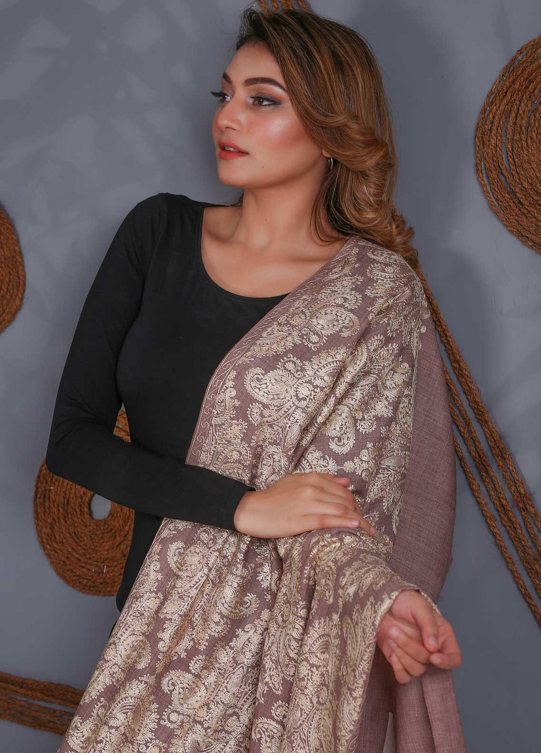 Sanaulla Exclusive Range Embroidered Pashmina  Shawl SU20P 324001 - Pashmina Shawls