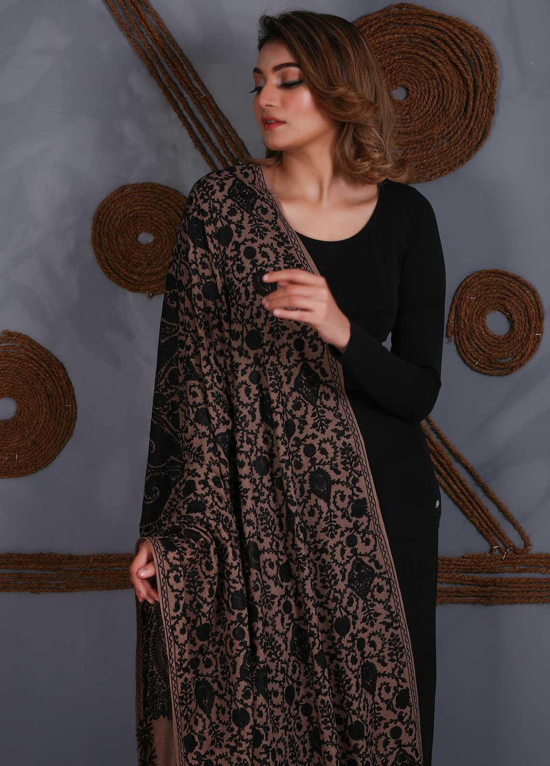Sanaulla Exclusive Range Embroidered Pashmina  Shawl SU20P 324118 - Pashmina Shawls