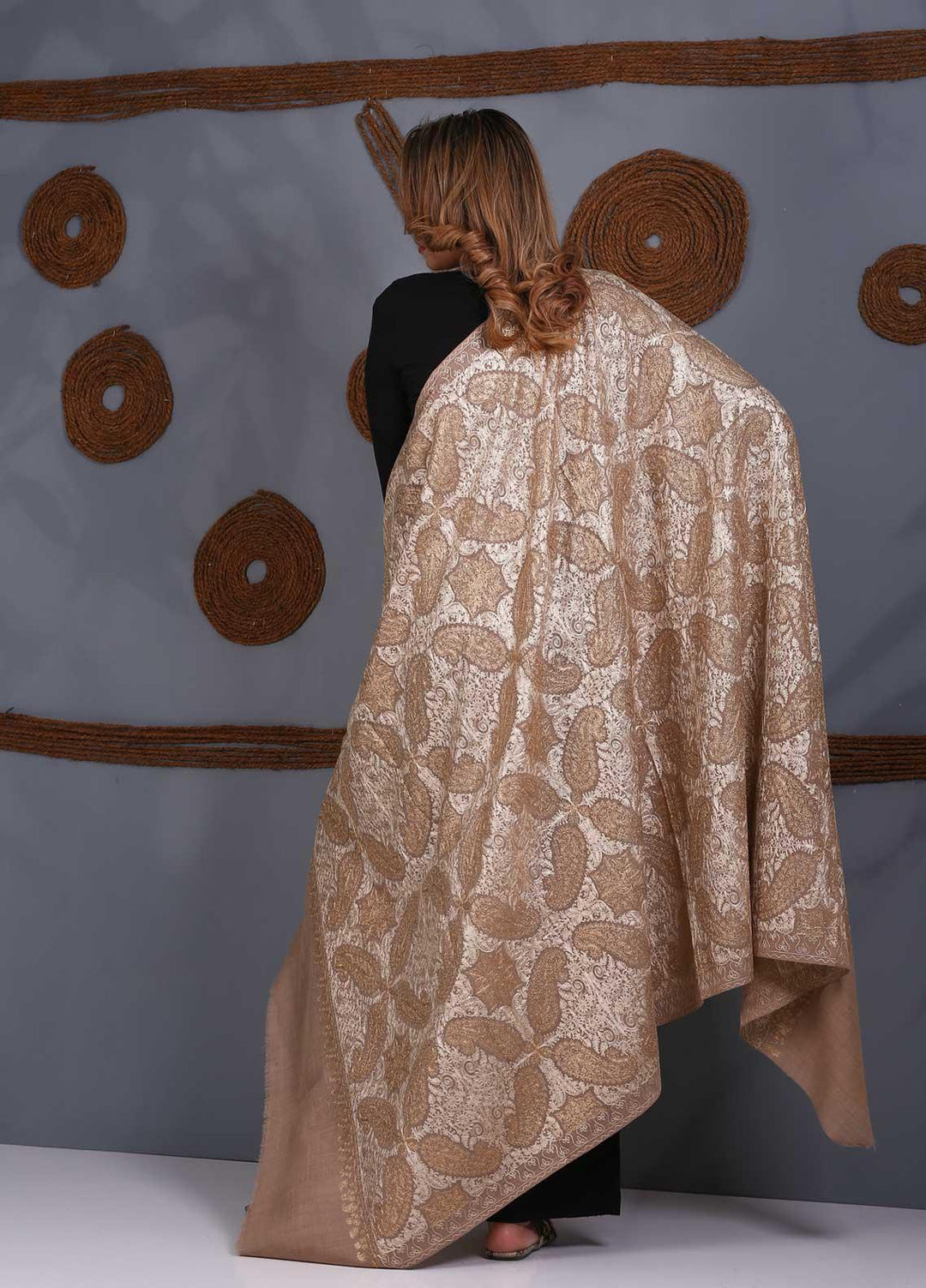 Sanaulla Exclusive Range Embroidered Pashmina  Shawl SU21P Resham Aari 324006 - Pashmina Shawls