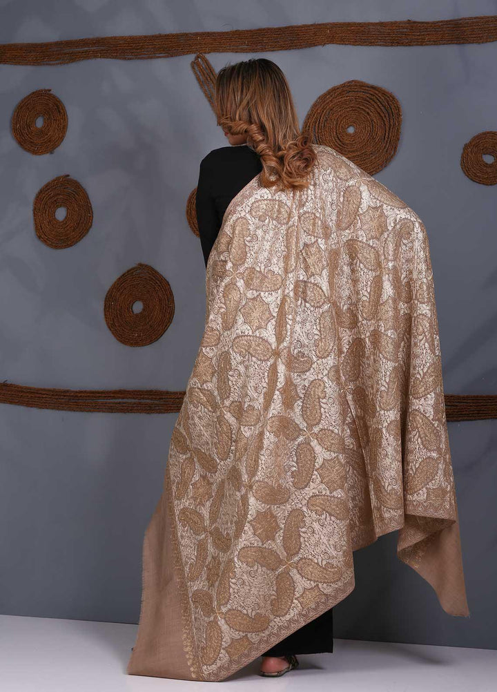 Sanaulla Exclusive Range Embroidered Pashmina  Shawl SU21P Resham Aari 324006 - Pashmina Shawls
