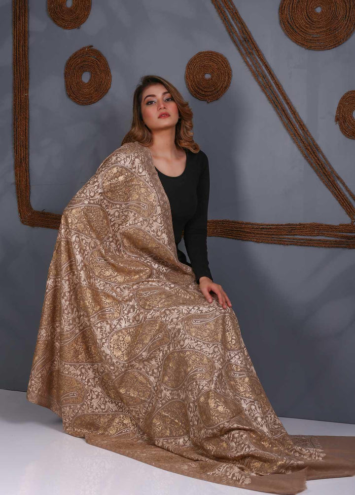 Sanaulla Exclusive Range Embroidered Pashmina  Shawl SU21P Resham Aari 324008 - Pashmina Shawls