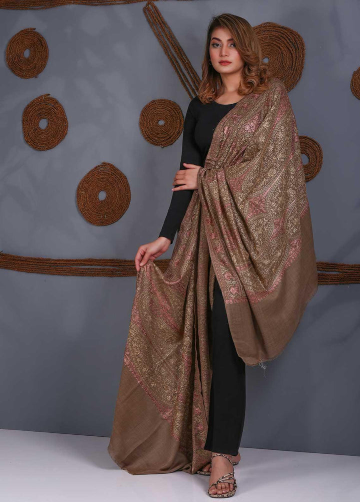 Sanaulla Exclusive Range Embroidered Pashmina  Shawl SU21P Resham Aari 324009 - Pashmina Shawls