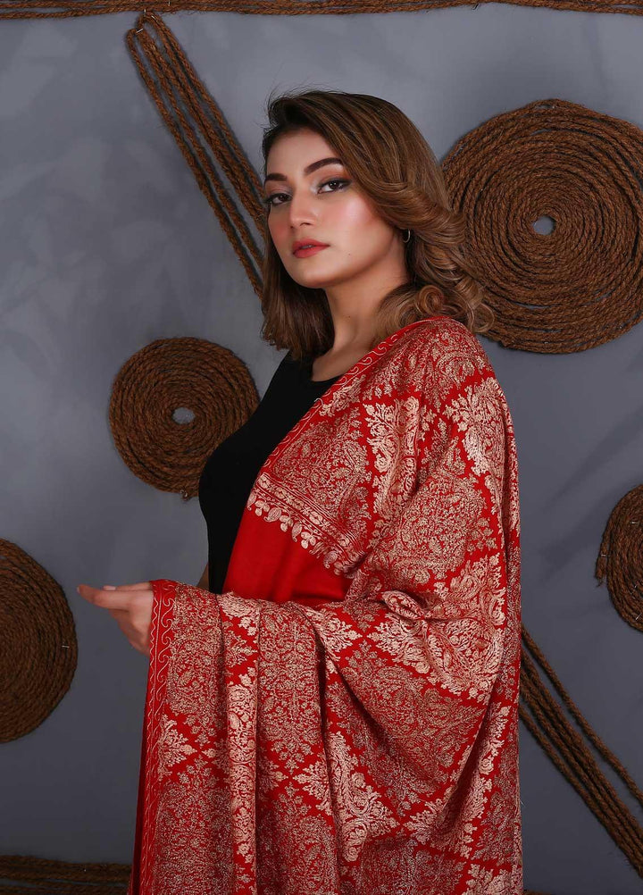 Sanaulla Exclusive Range Embroidered Pashmina  Shawl SU21P Resham Aari 324011 - Pashmina Shawls
