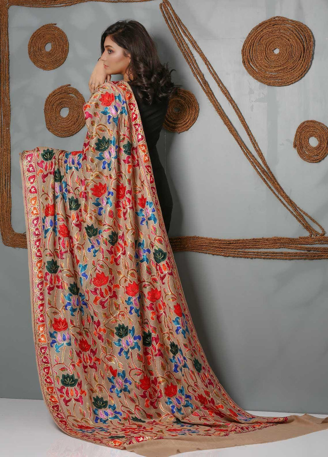 Sanaulla Exclusive Range Embroidered Pashmina  Shawl SU21PS 323809 - Pashmina Shawls
