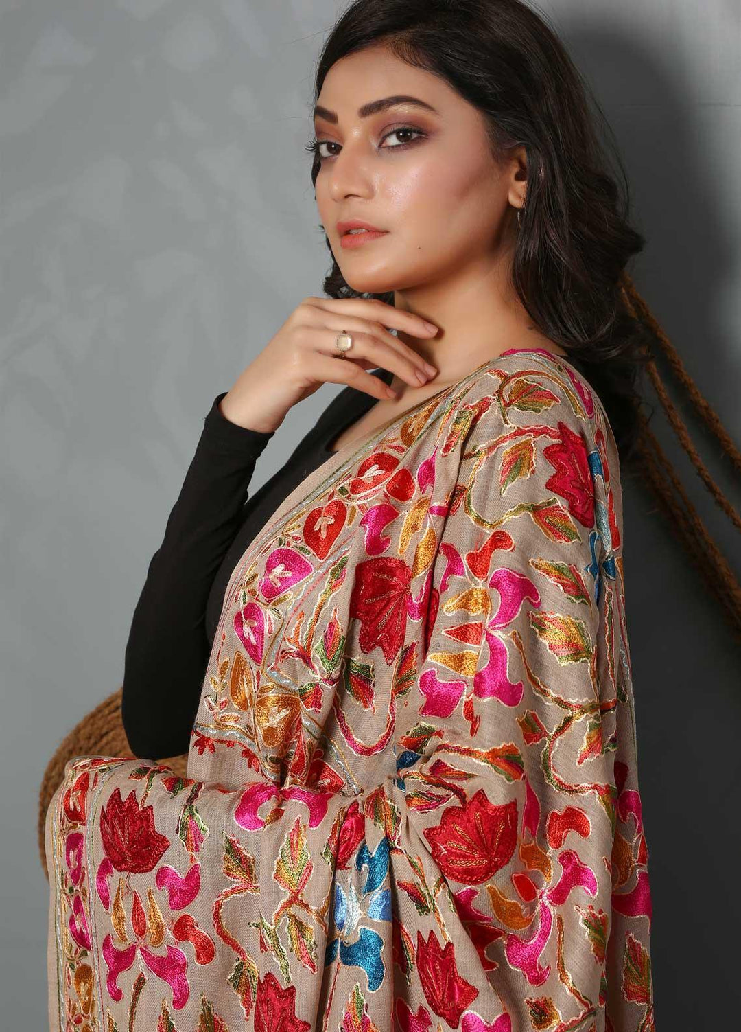 Sanaulla Exclusive Range Embroidered Pashmina  Shawl SU21PS 323813 - Pashmina Shawls