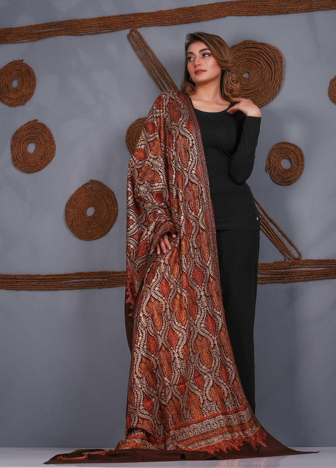 Sanaulla Exclusive Range Embroidered Pashmina  Shawl SU21PS 323885 - Pashmina Shawls