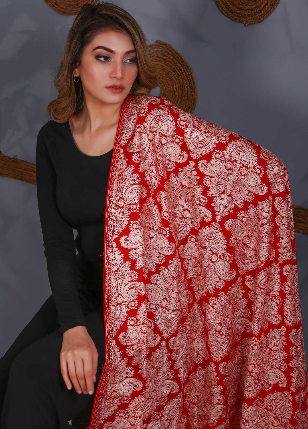Sanaulla Exclusive Range Embroidered Pashmina  Shawl SU21PS 323998 - Pashmina Shawls