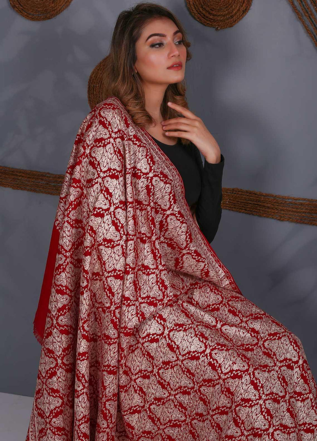 Sanaulla Exclusive Range Embroidered Pashmina  Shawl SU21PS 324000 - Pashmina Shawls