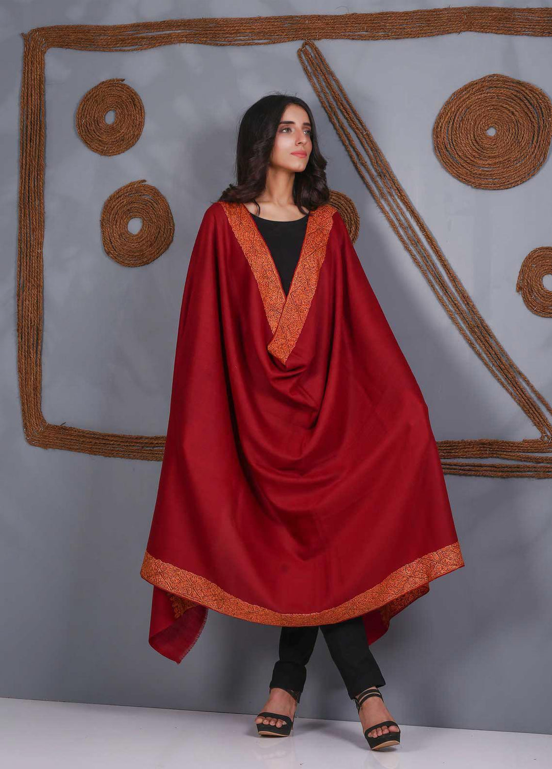 Sanaulla Exclusive Range Embroidered Pashmina  Shawl SU21PS 324103 - Pashmina Shawls