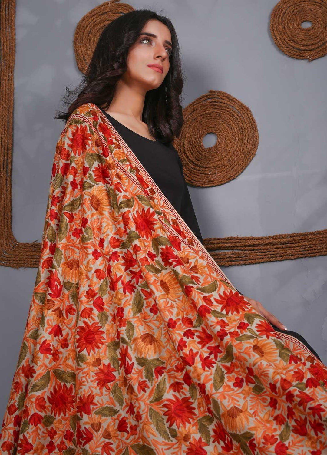 Sanaulla Exclusive Range Embroidered Pashmina  Shawl SU21PS 324121 - Pashmina Shawls