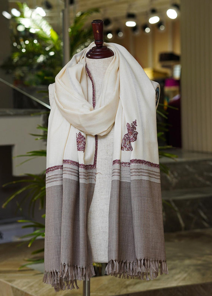 Sanaulla Exclusive Range  Pashmina  Shawls 146100-Cream - Pashmina Shawls
