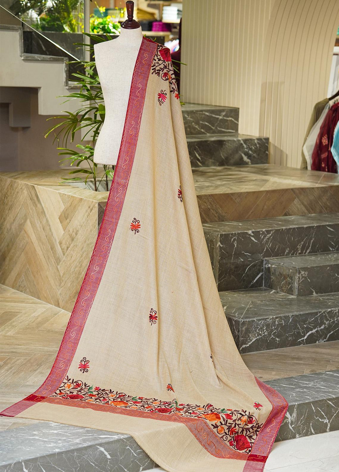 Sanaulla Exclusive Range  Pashmina  Shawls MIR-18 Brown 10 - Pashmina Shawls