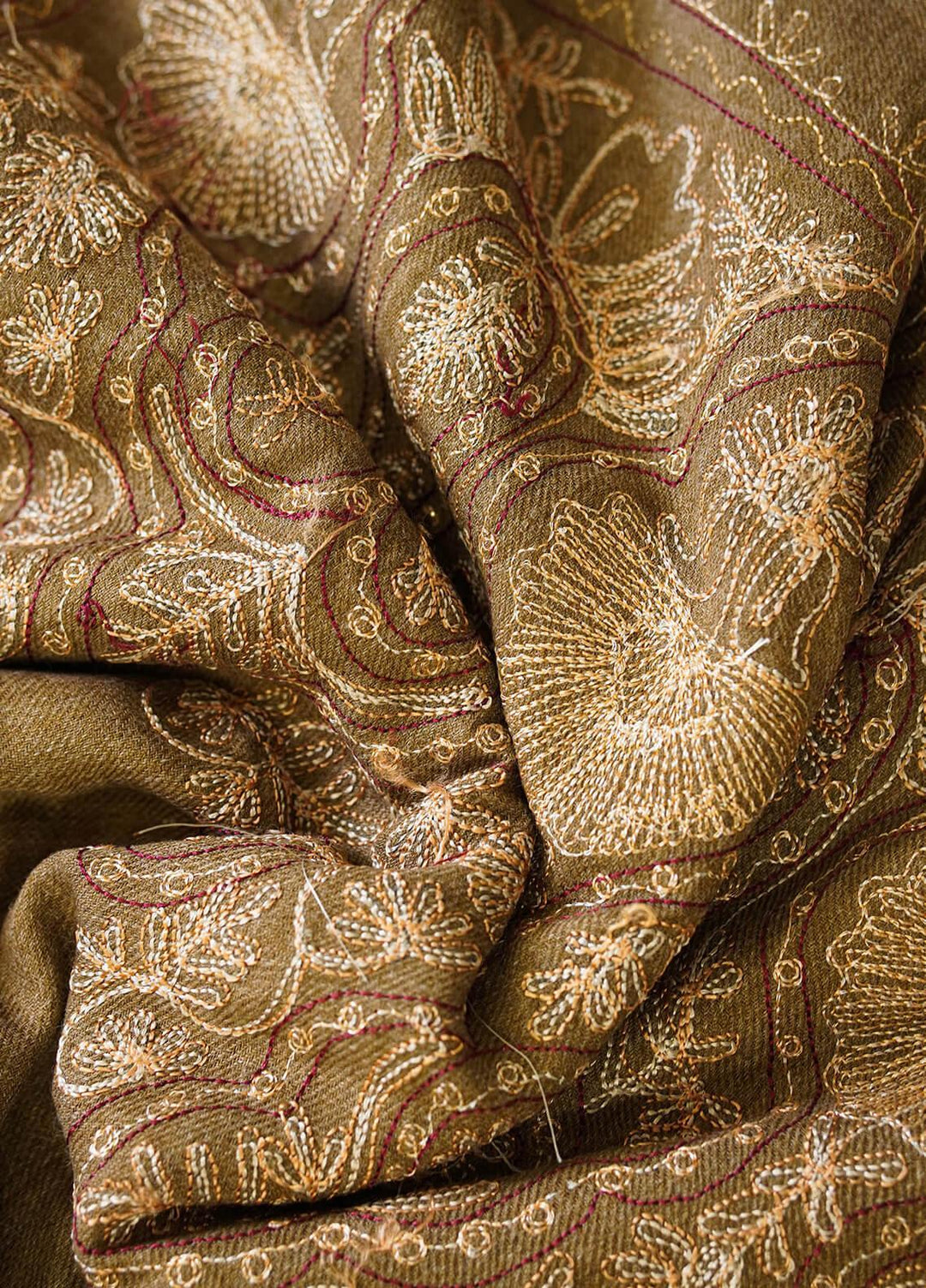 Sanaulla Exclusive Range  Pashmina  Shawls MIR-22 Brown 3 - Pashmina Shawls
