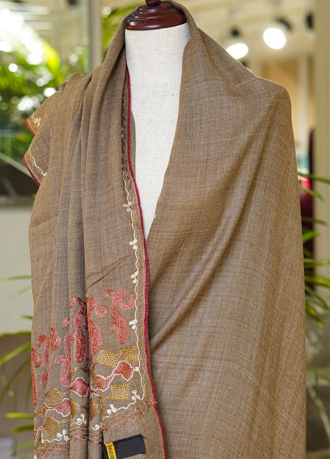 Sanaulla Exclusive Range  Pashmina  Shawls MIR-23 Brown 3 - Pashmina Shawls