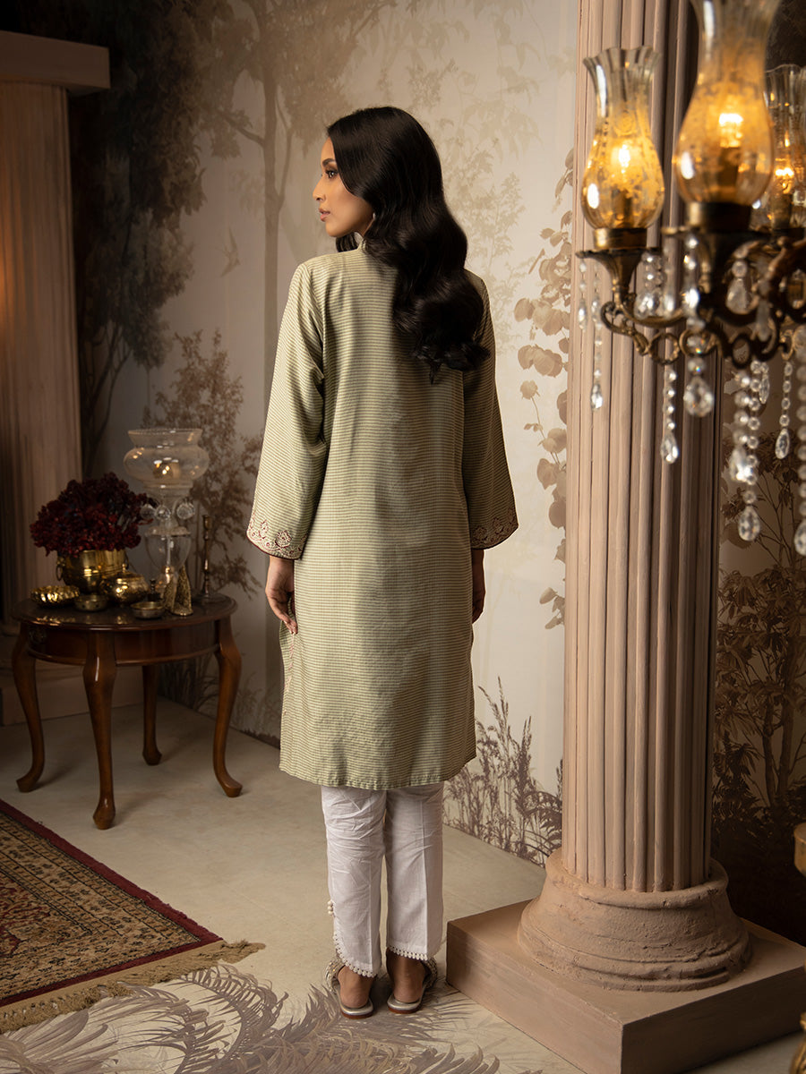 Salitex Women Embroidered Yarn Dyed 1 Piece Shirt WRTSBA23AL5 - Winter Collection