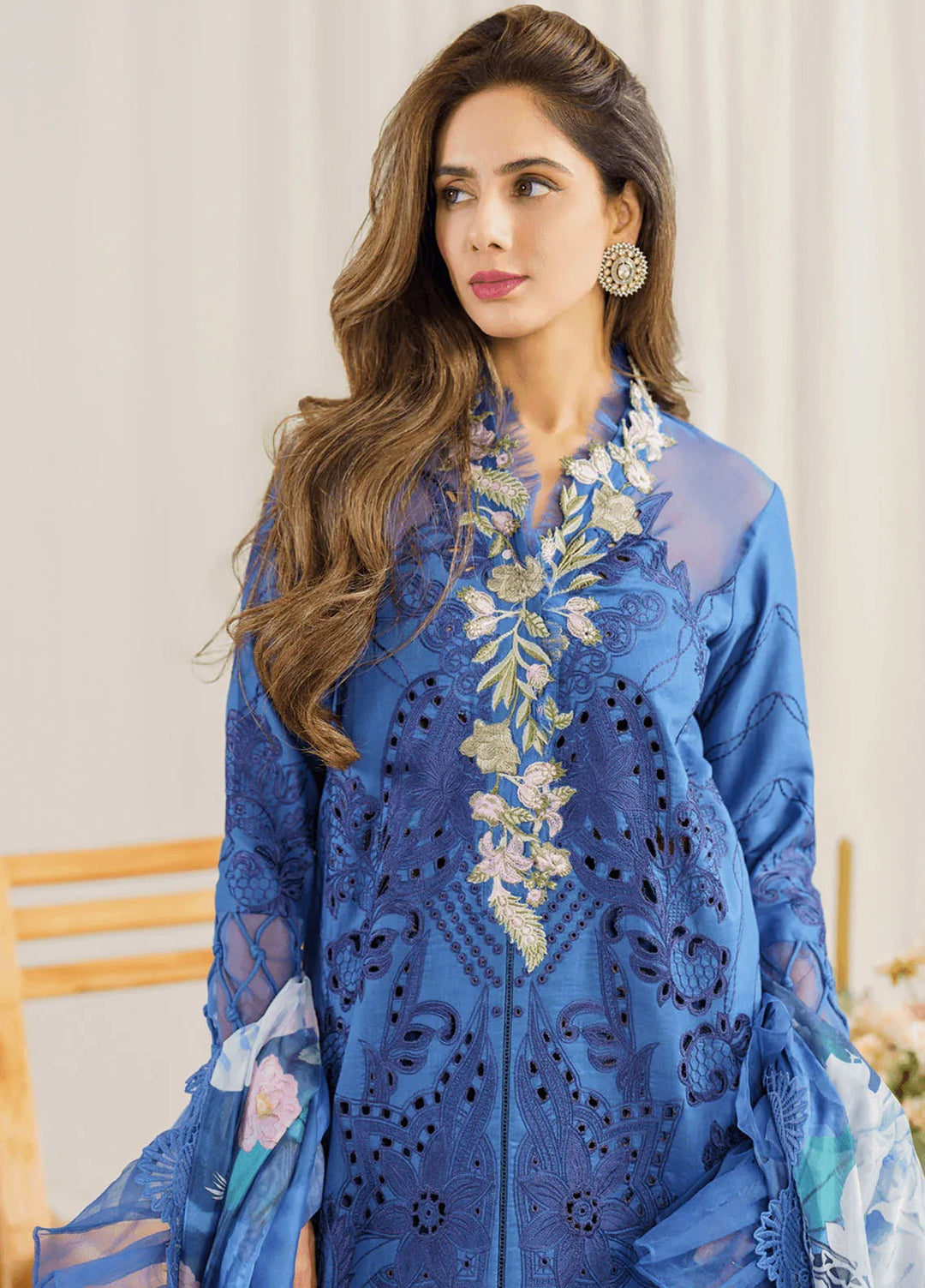 Pretty In Pink By Asifa And Nabeel Embroidered Lawn Suit Unstitched 3 Piece AN24L PP-4 Peri Winkle - Summer Collection