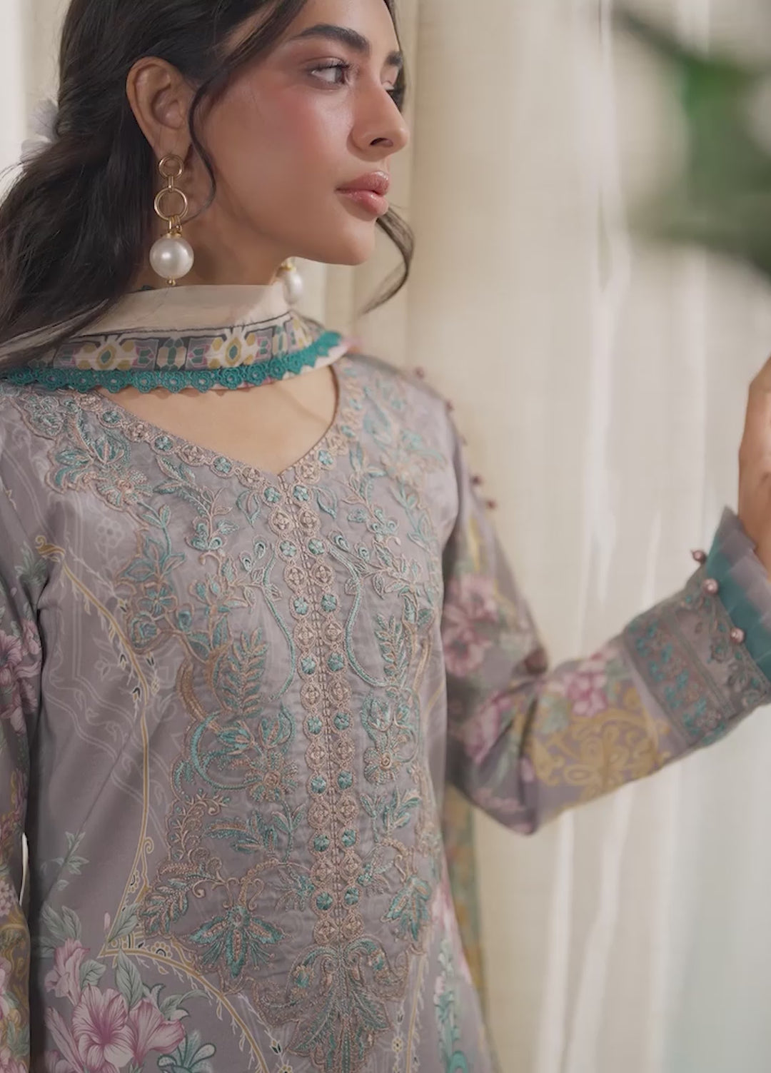 Delia by Gulaal Unstitched Embroidered Lawn 3 Piece Suit GL26UD D-2 Orra - Summer Collection