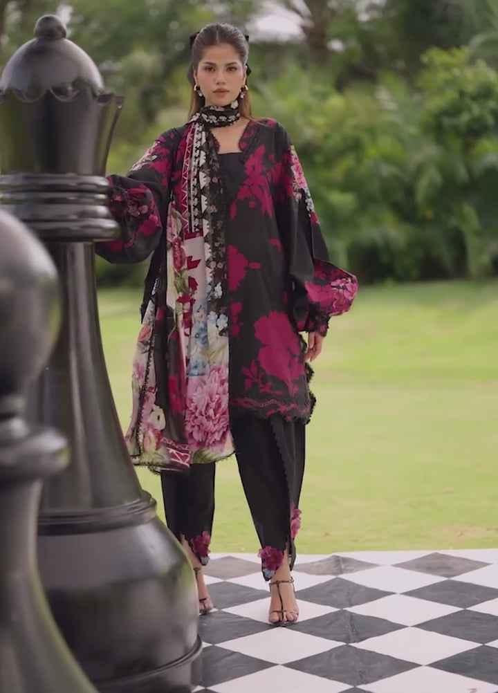 Belladore by Elaf Premium Unstitched Printed Lawn 3 Piece Suit EL26ULB Scarlet EPA-4A - Summer Collection