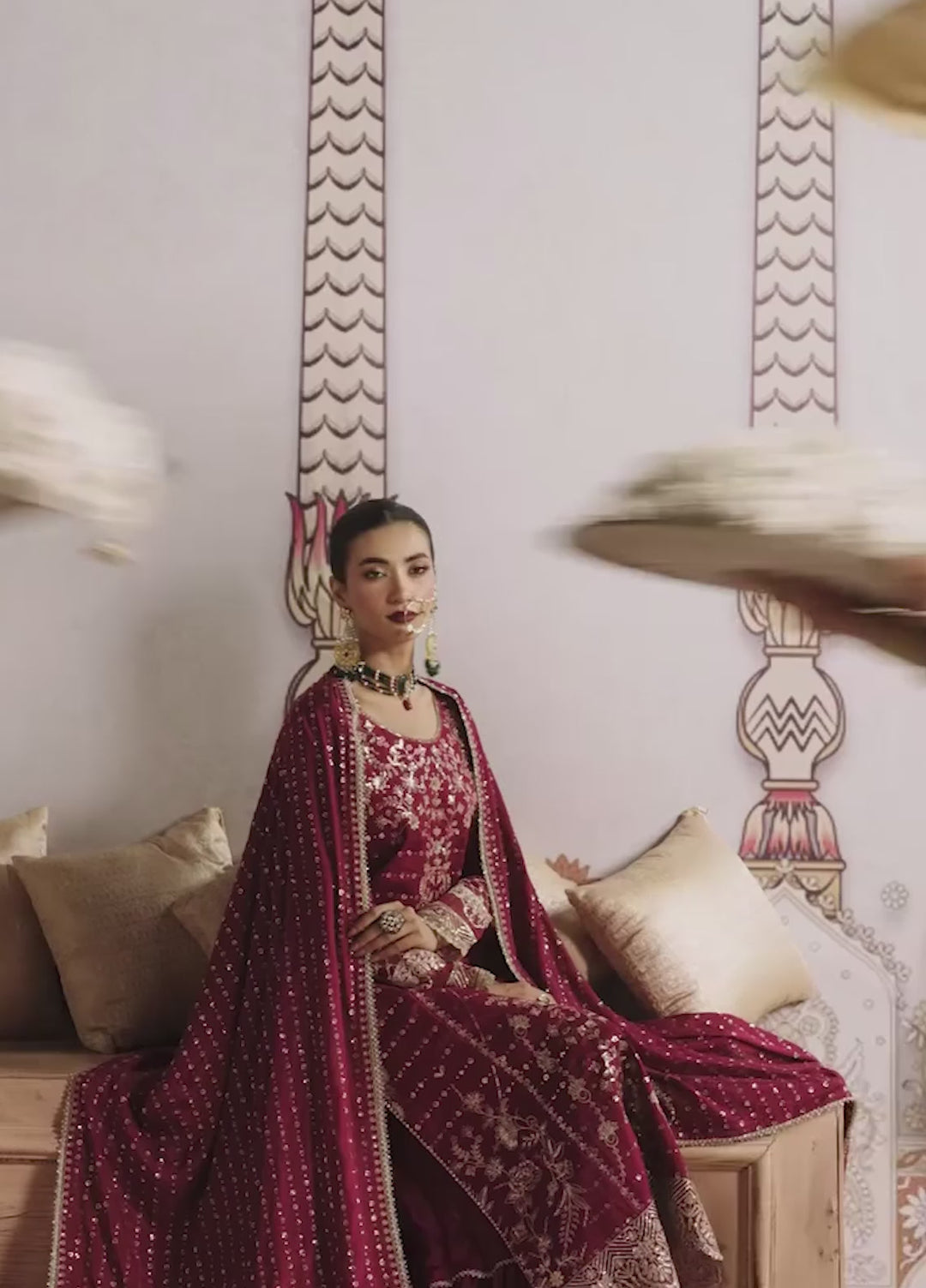 Sahane Embroidered Raw Silk Suits Unstitched 3 Piece SNE24TG TSG-07 Merlot - Festive Collection