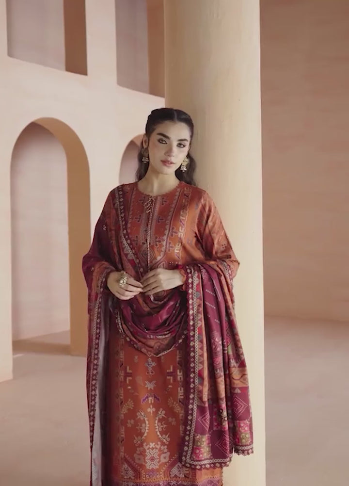 One Nation by Florent Unstitched Embroidered Viscose 3 Piece Suit FL26UON Zareen - Casual Collection