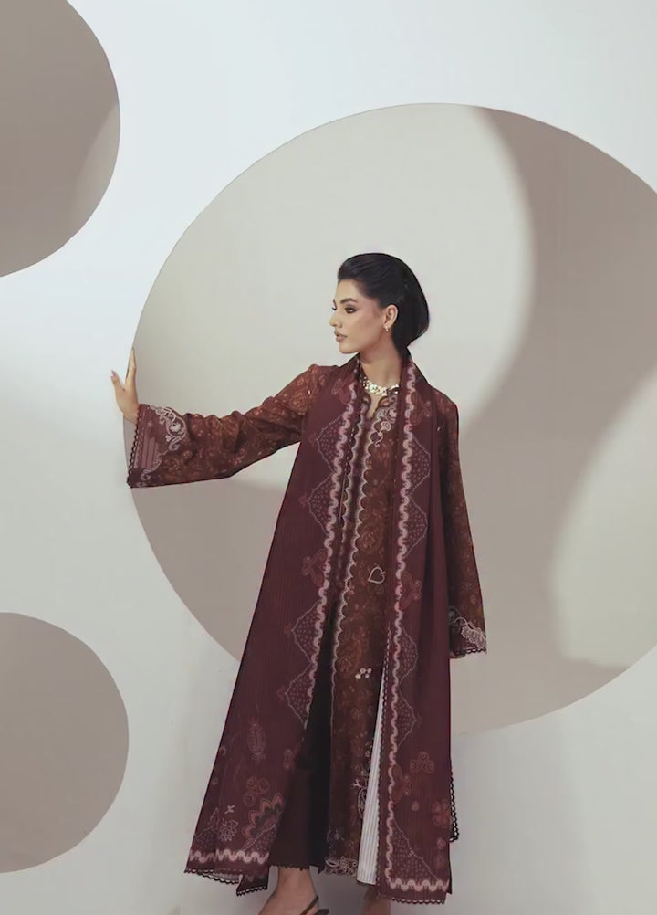 Q prints by Qalamkar Unstitched Embroidered Slub Linen 3 Piece Suit QLK26ULQ Jaza QPW-01A - Winter Collection