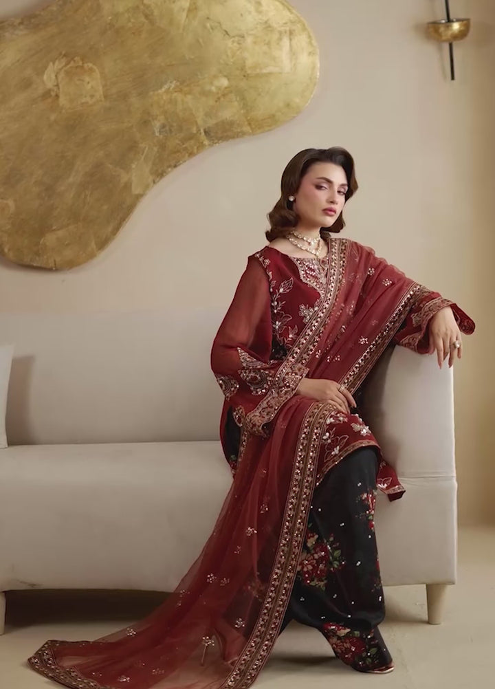 Amaya by Nureh Unstitched Luxury Chiffon Embroidered 3 Piece Suit NU26UA AM-35 - Festive Collection
