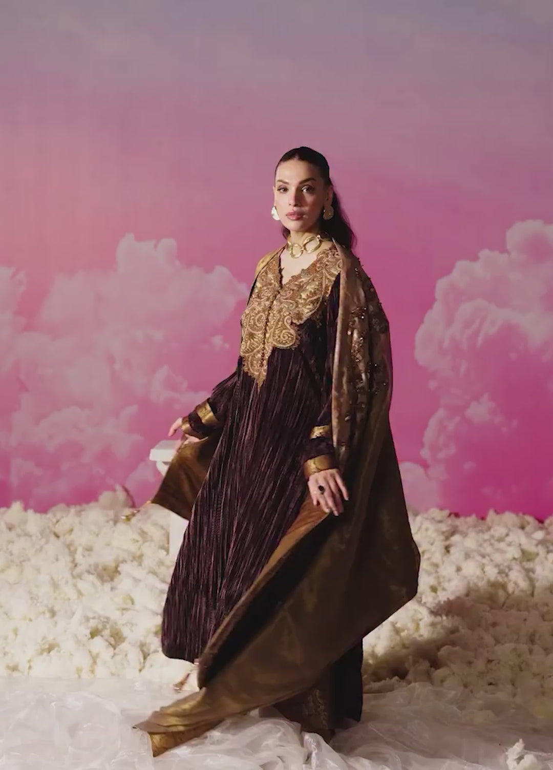 Mount Olypus by Musferah Saad Pret Embroidered Velvet 2 Piece Bronze Legacy - Festive Collection