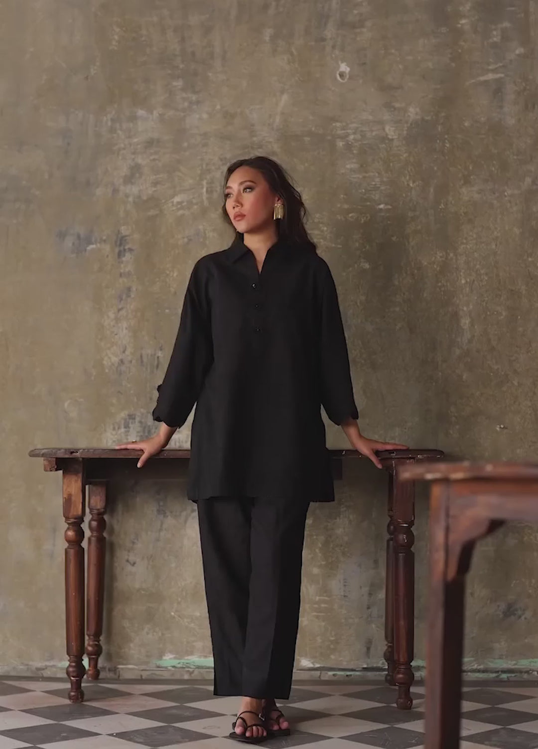 Neutral Edit by Sahar RTW Embroidered Jacquard 2 Piece Suit Onyx Casual Collection