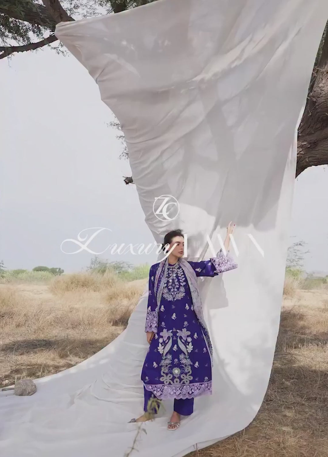 Zainab Chottani Unstitched Embroidered Luxury Lawn 3 Piece Suit ZC26ULZ D-13 VIOLA - Summer Collection