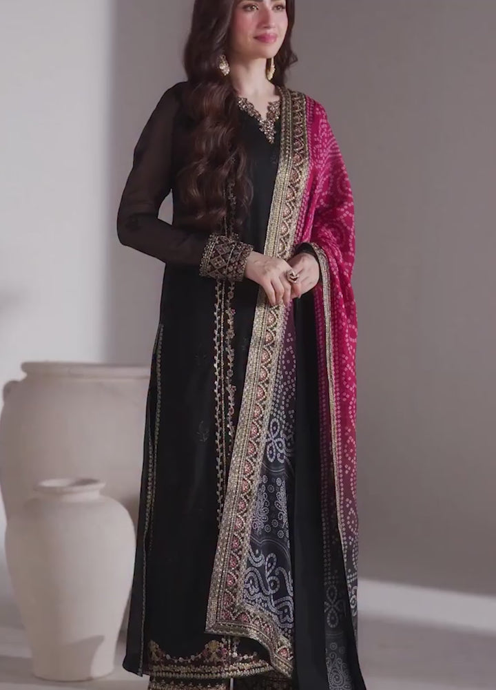 Ensembles by Azure Unstitched Embroidered Chiffon 3 Piece Suit AZ26UEF Verona - Festive Collection