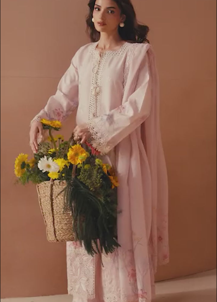Haze A Prints by Afrozeh Unstitched Embroidered Lawn 3 Piece Suit AF26UAP Hazelen Blush FWU-103 - Summer Collection