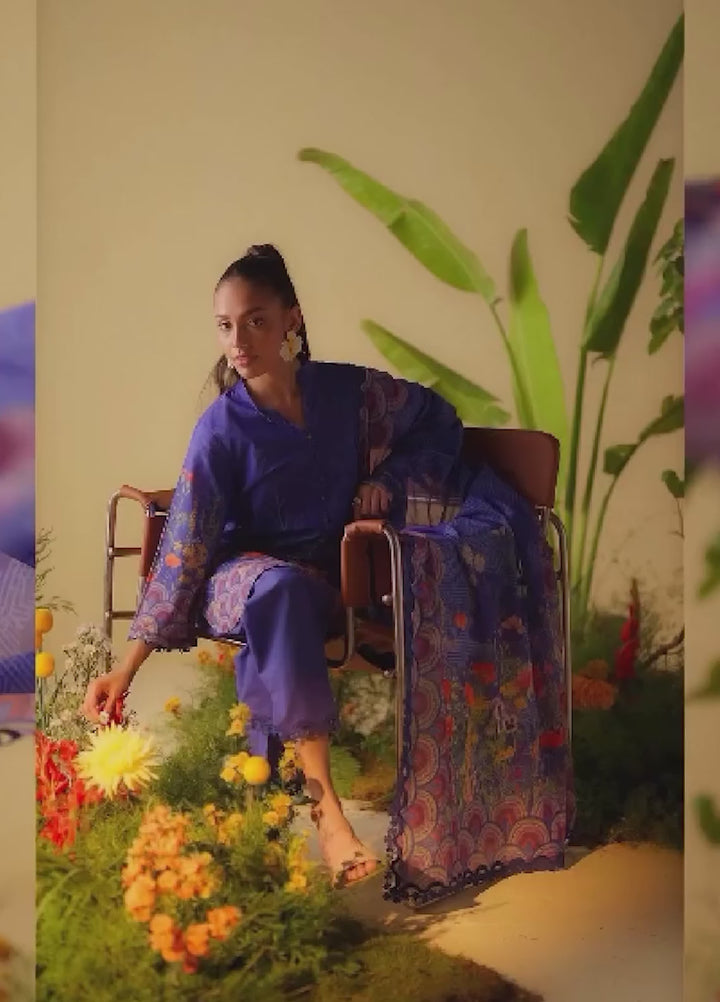 Mirha by Sahar Unstitched Printed Lawn 3 Piece Suit SS1-26-10 Royal Cobalt - Summer Collection