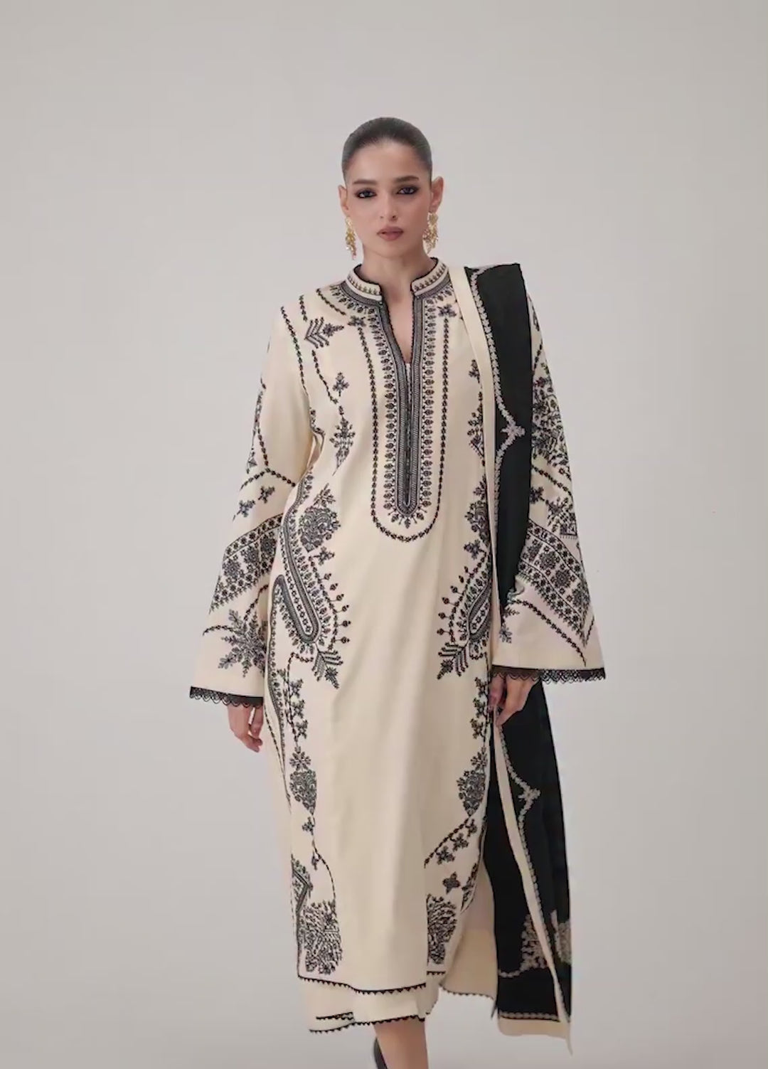 Jugnu by Hussain Rehar Unstitched Embroidered Karandi 3 Piece Suit HR26UJK Jita - Winter Collection