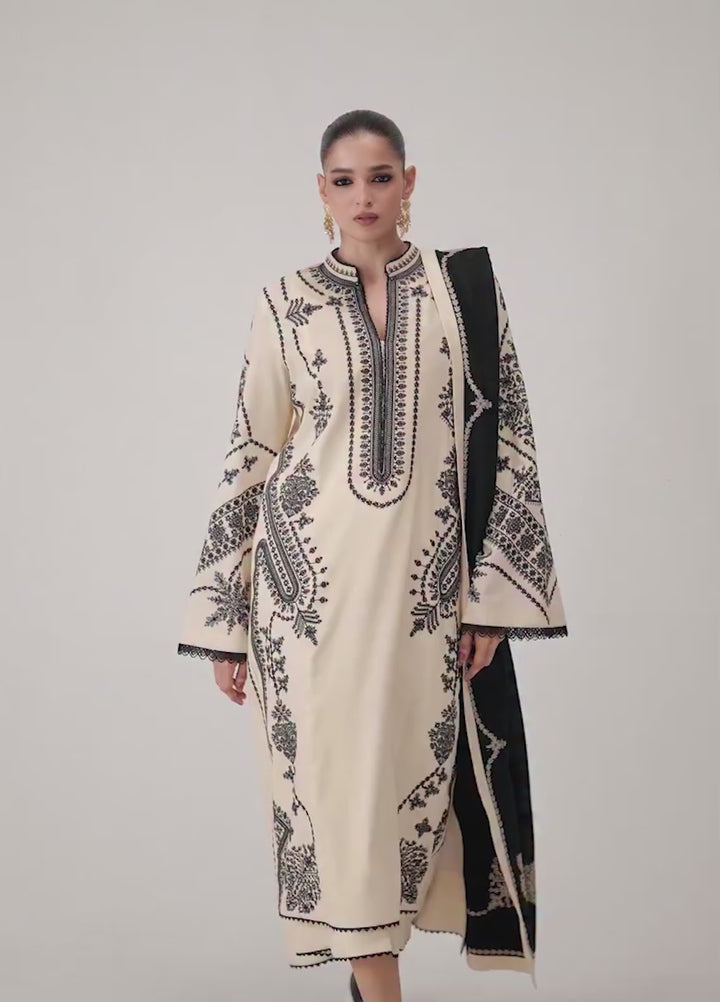 Jugnu by Hussain Rehar Unstitched Embroidered Karandi 3 Piece Suit HR26UJK Jita - Winter Collection