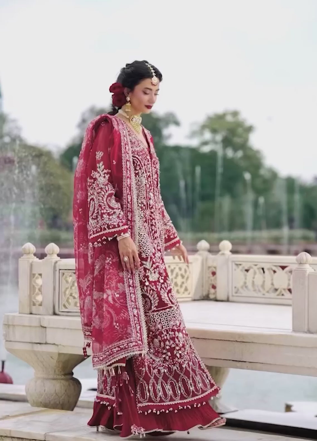 Ember by Aylin Unstitched Organza Embroidered Suits 3 Piece AYL25EF D6-Scarlet - Festive Collection