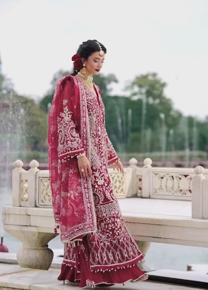 Ember by Aylin Unstitched Organza Embroidered Suits 3 Piece AYL25EF D6-Scarlet - Festive Collection