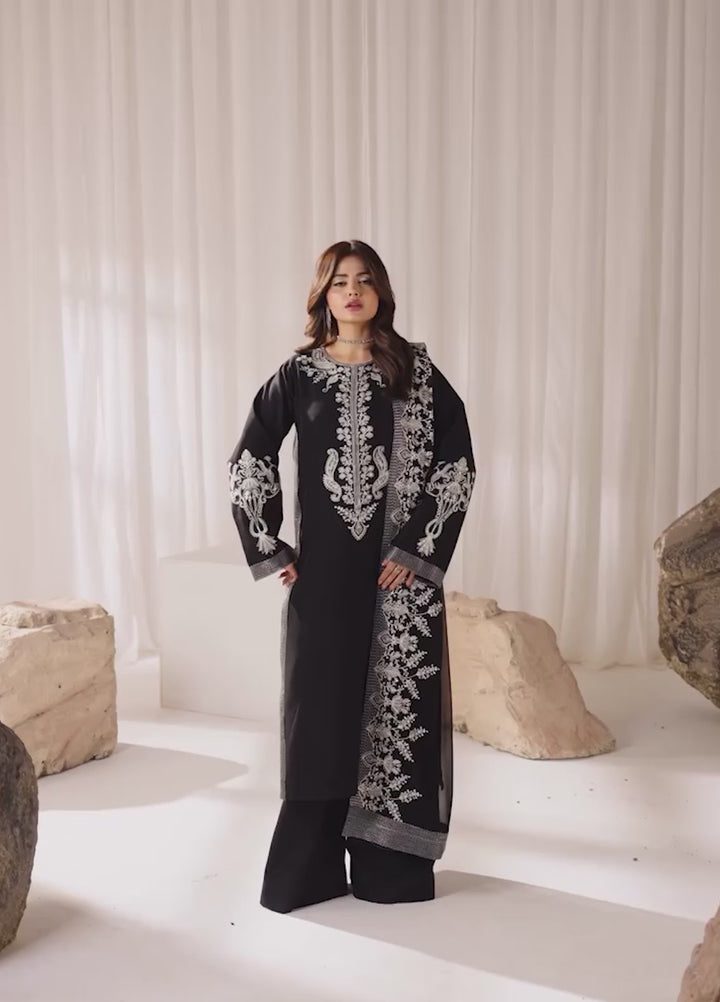 Silk Atelier by Jamni RTW Embroidered Korean Silk 3 Piece Suit MIDNIGHT BOW Festive Collection