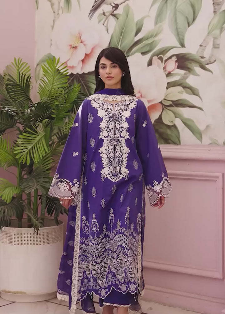 Veil of Summer by Roheenaz Unstitched Embroidered Luxury Lawn 3 Piece Suit RN26UVS 405 BLANC MIRAGE - Eid Collection