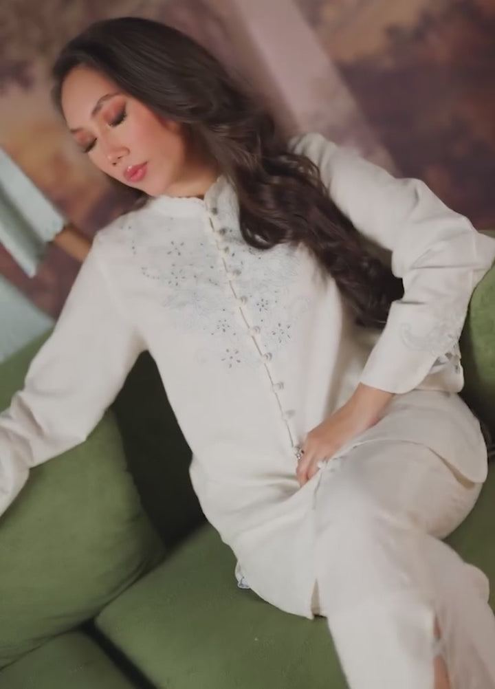Sahar Women RTW Embroidered Jacquard 2 Piece Suit Moonstone Casual Collection