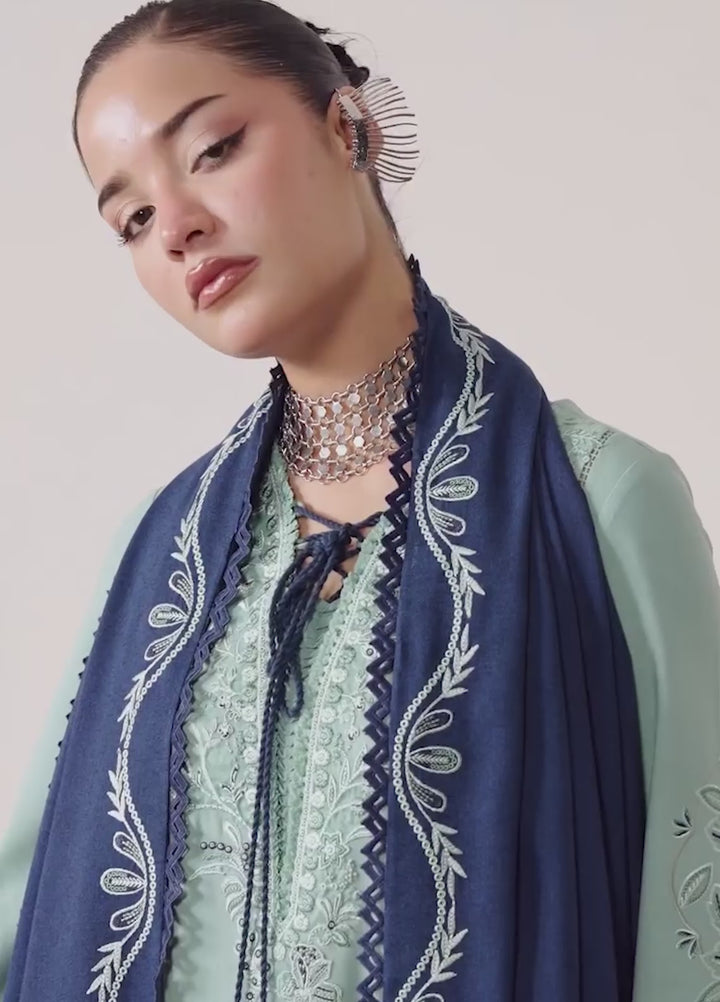 Q line by Qalamkar Unstitched Embroidered Slub Linen 3 Piece Suit QLK26UQL Taliya QLW-11 - Winter Collection