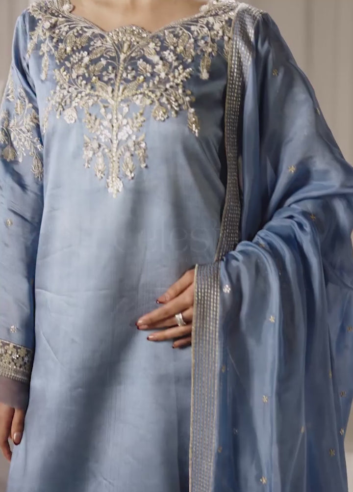 Celeste by Jamni RTW Embroidered  Sheesha Silk 3 Piece Suit RAINDROP Festive Collection