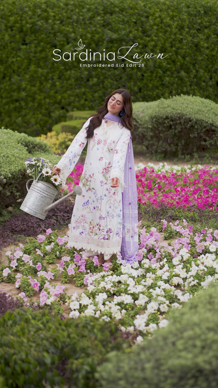 Sardinia Unstitched Embroidered Lawn 3 Piece Suit SRD26ULE Lavender Clouds 1701 - Eid Collection