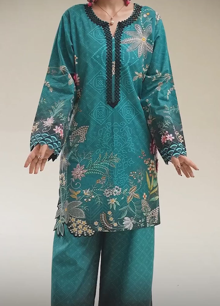 Riley Women RTW Embroidered Lawn 2 Piece Suit RL26RL Teal Flora - Casual Collection