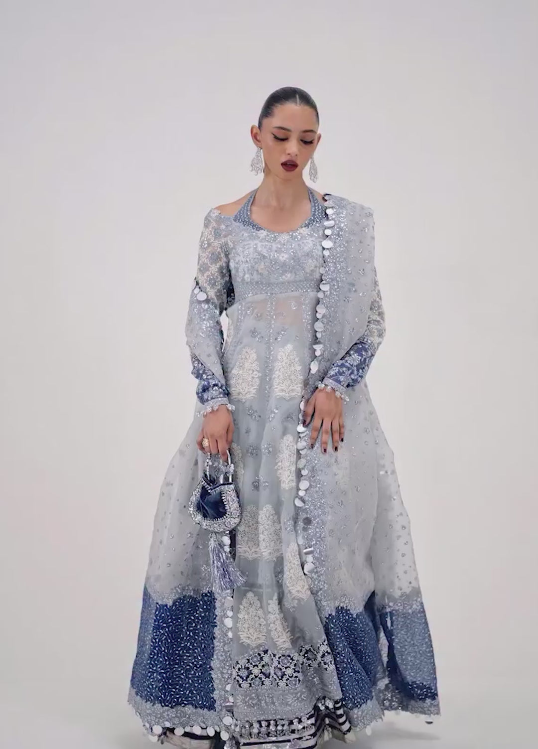 The Doll House by Hussain Rehar Unstitched Embroidered Organza 3 Piece Suit HR26UDH Mehtab D-852 - Wedding Collection
