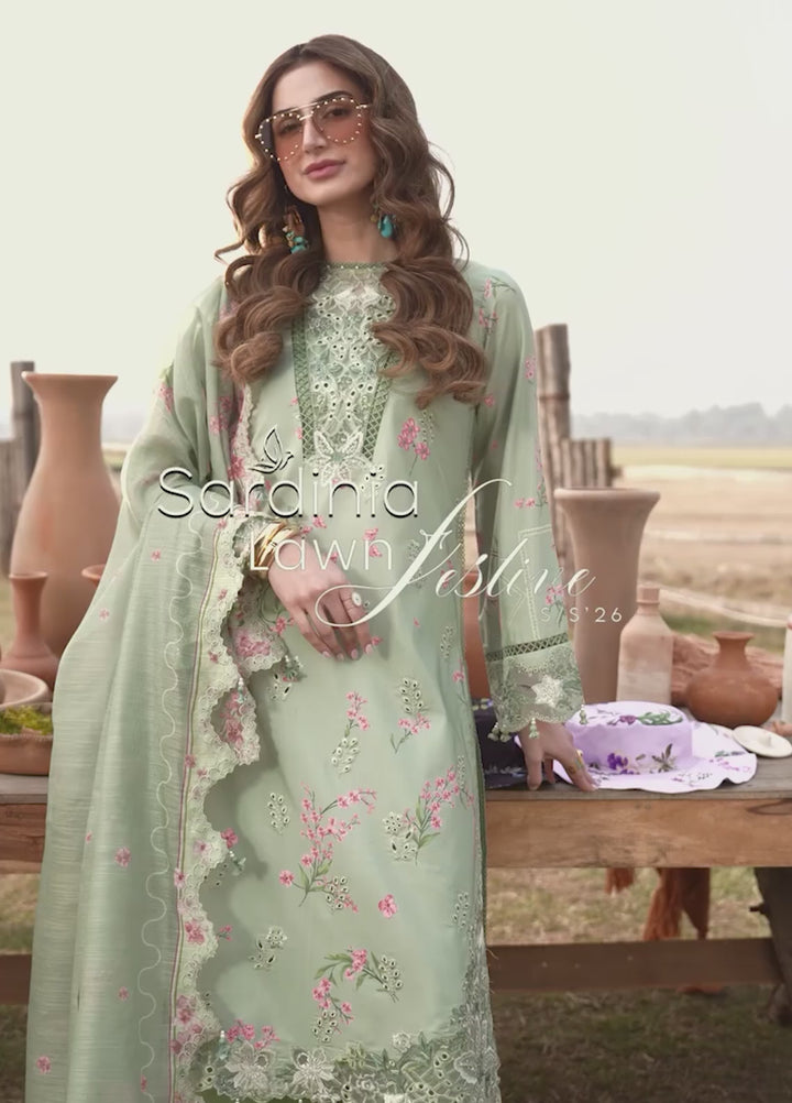 Sardinia Unstitched Embroidered Lawn 3 Piece Suit SRD26ULF D-5 WILLOW - Festive Collection