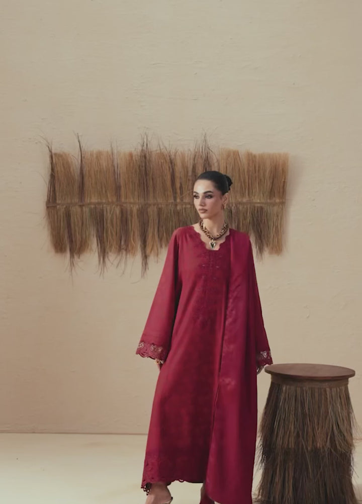 Q prints by Qalamkar Unstitched Embroidered Slub Linen 3 Piece Suit QLK26ULQ Arina QPW-07B - Winter Collection