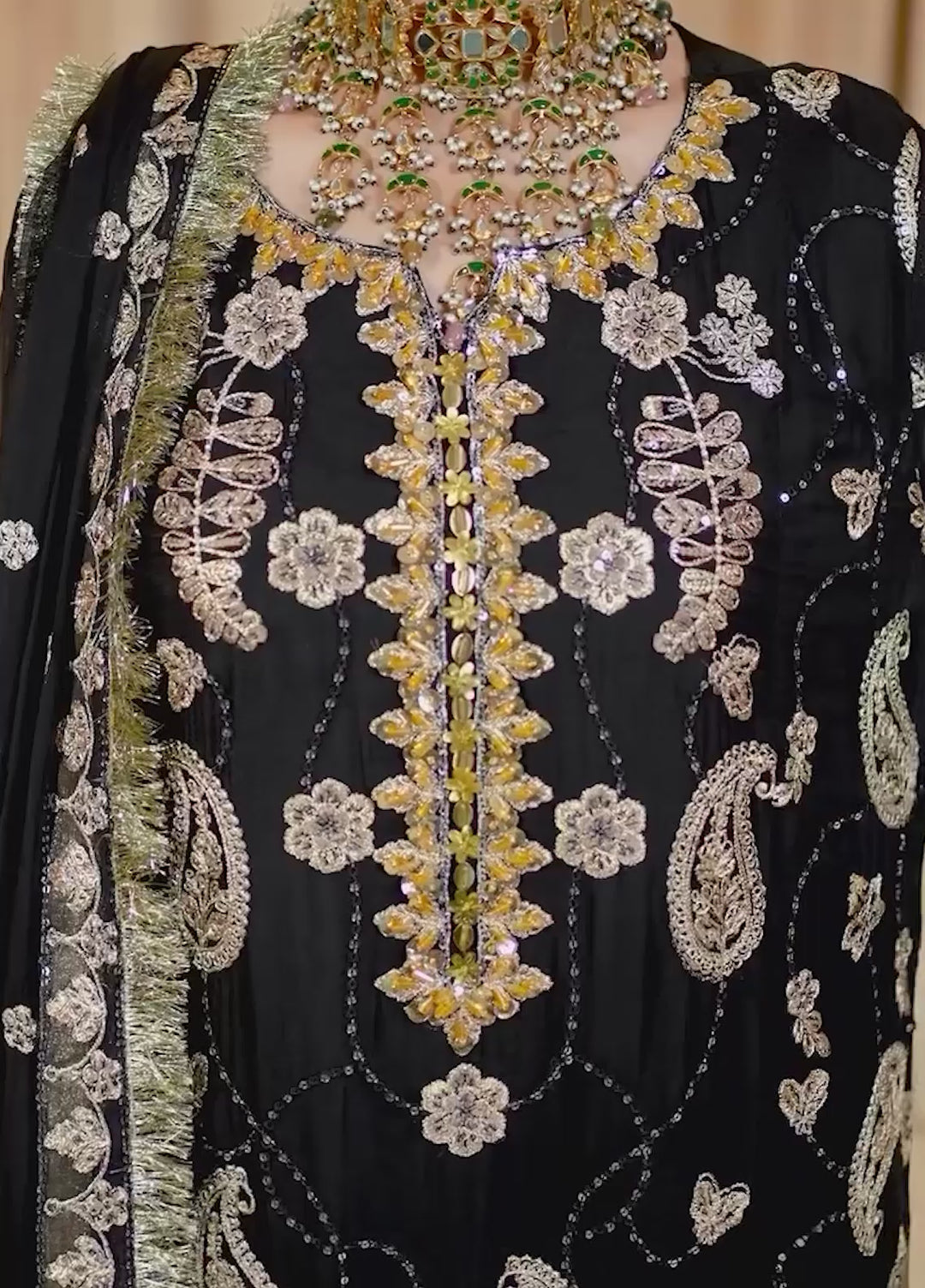 Maah-e-Noor Raum by Sarb Unstitched Embroidered Bamber Chiffon 3 Piece Suit RS26UMN MWF-06 - Wedding Collection