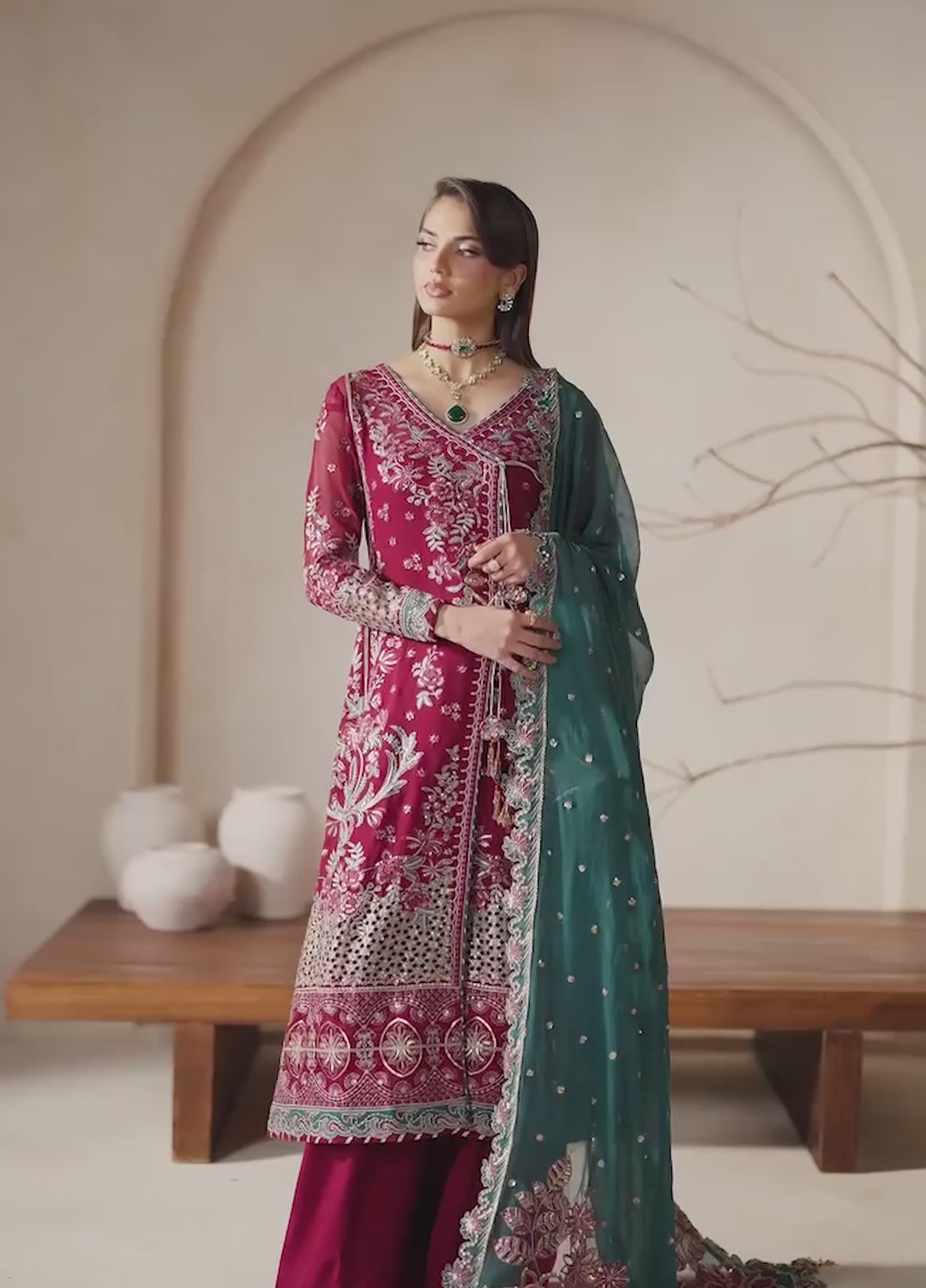 Gulaal Unstitched Embroidered Chiffon 3 Piece Suit GL26ULW Jinaan D-55 - Wedding Collection