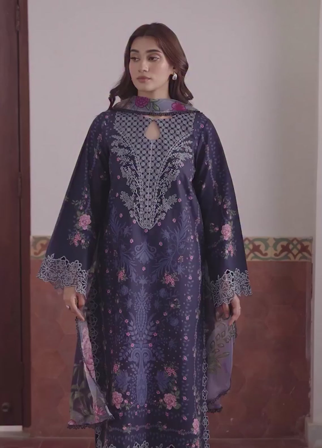 Summer Lines by Neeshay Unstitched Printed Lawn 3 Piece Suit NSH26ULS Noirelle - Eid Collection